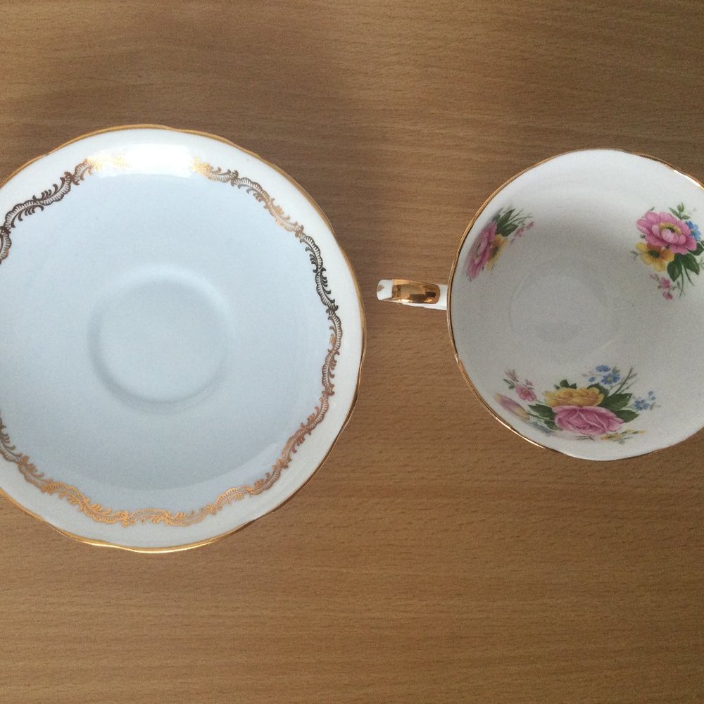 Royal Stafford bone china saucer and cup made in England floral